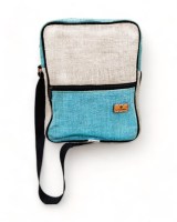 Sac Messager toile 100 pour cent chanvre Cyan et Naturel - Le Canebier en Provence4